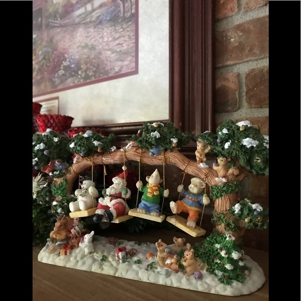 Rare Vintage Large Holiday Santa Snowman Swinging Tree‼️FINAL SALE